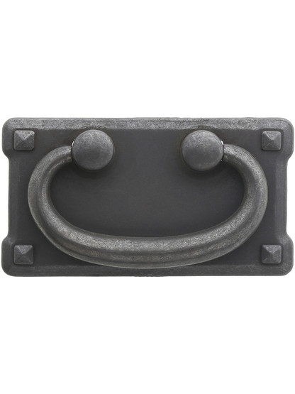Large Mission Style Drawer Pull in Distressed Black.